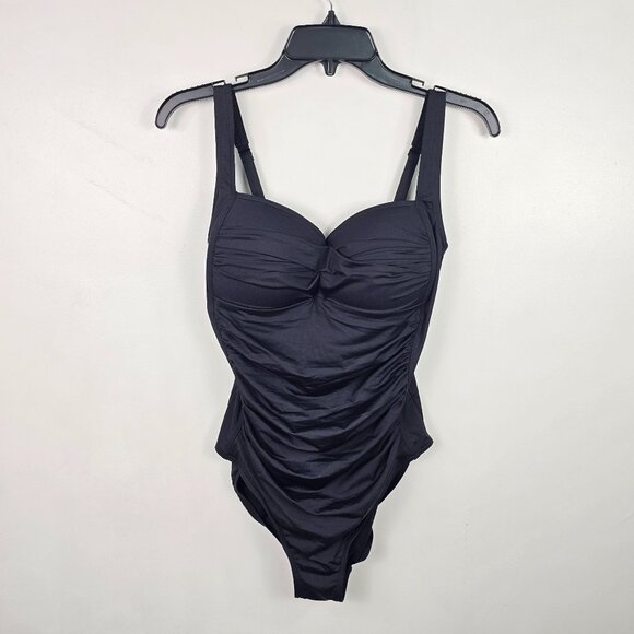 Sea Level Black Twist Front One Piece Swimsuit Women’s 8 Sustainable NWT - Picture 2 of 15